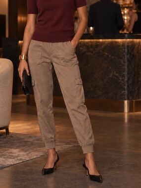Splendid Jaclyn Cargo Jogger Pants XS/S Cedar Brown Stretch Utility